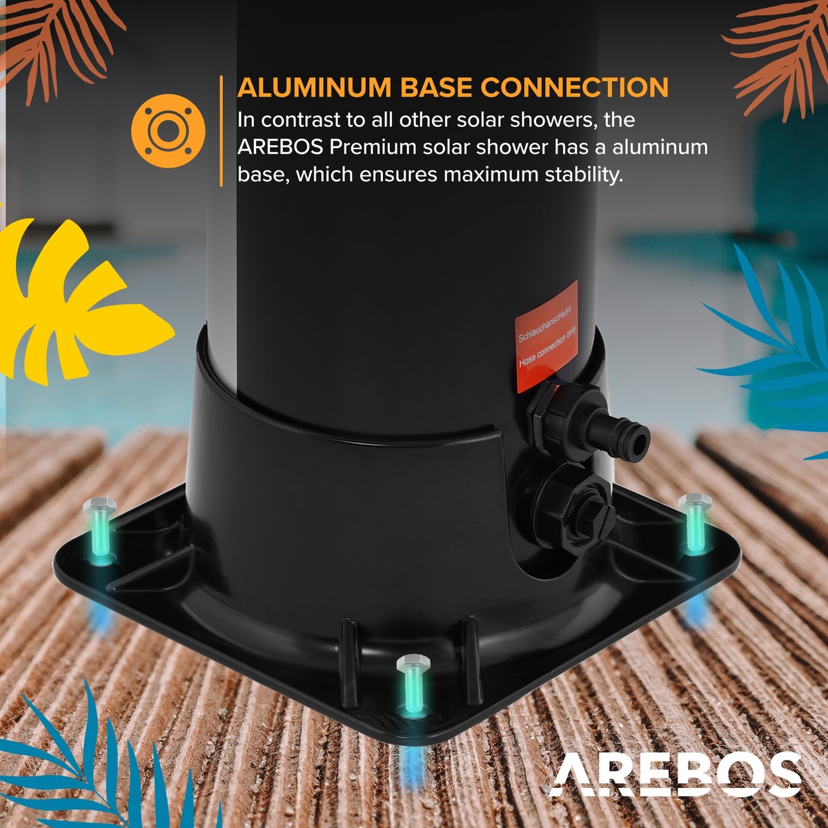 AREBOS 40 L Zonnedouche met thermometer en vloerelement thumbnail 4