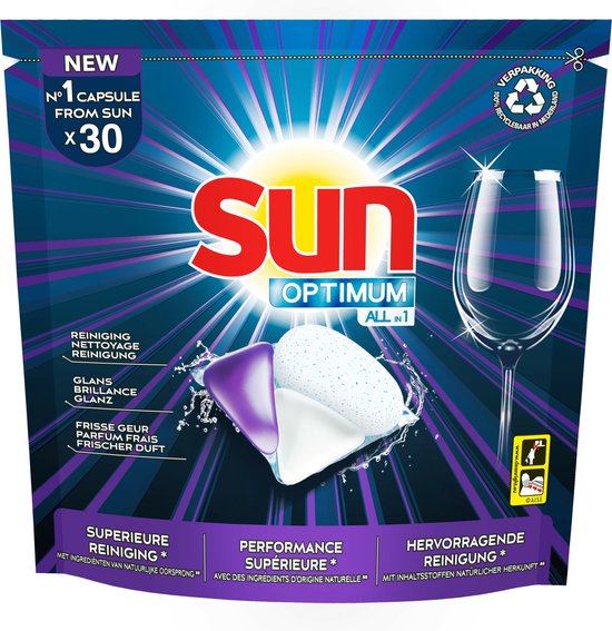 Sun Capsules Lave-vaisselle Optimum Pure tout en 1 Bicarbonate de