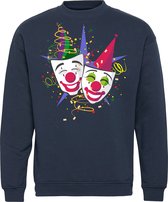 Sweater Carnaval Masker | Carnaval | Carnavalskleding Dames Heren | Navy | maat XXL