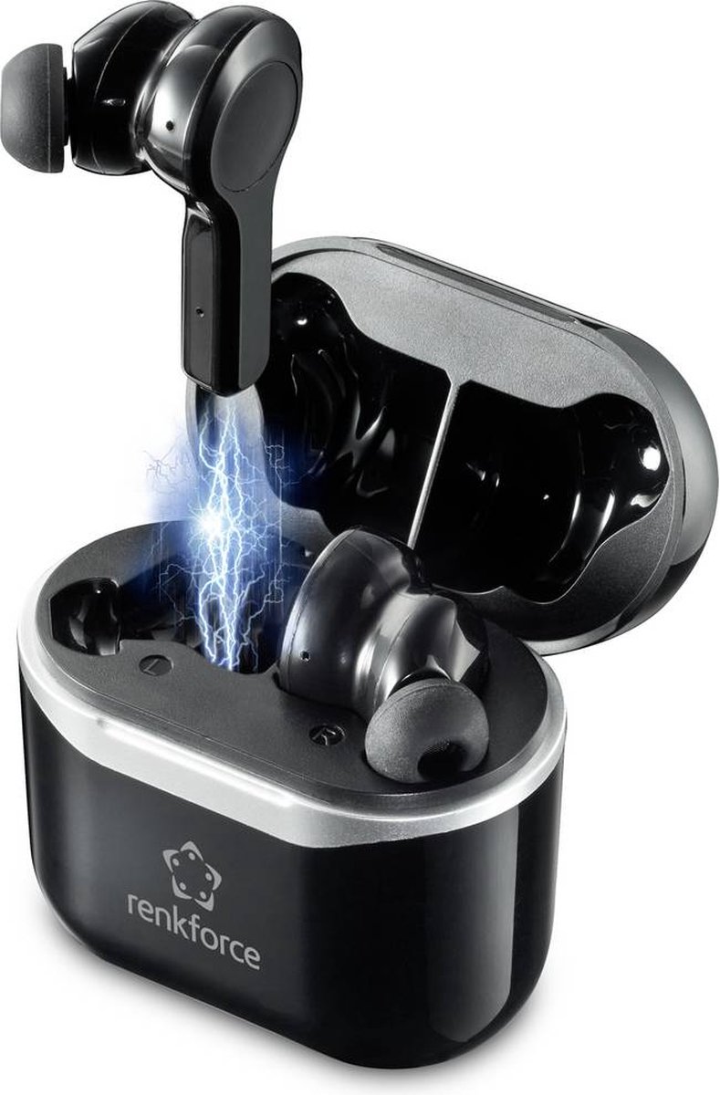 Renkforce RF-NCE-500 In Ear oordopjes Bluetooth Zwart Noise Cancelling Headset, Volumeregeling