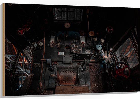 WallClassics - Bois - Intérieur d'un véhicule ancien - 120 x 80 cm - Épaisseur 9 mm - Photo sur bois (avec système d'accrochage)