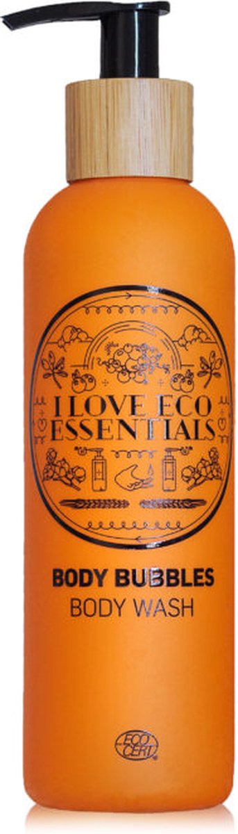 I LOVE ECO ESSENTIALS Body Wash - Douchegel - 250ml - Ecocert COSMOS certified Organic - Gerecycleerde plastic fles
