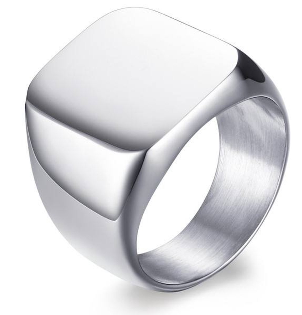 Zegelring Heren Zilver kleurig - 17-23mm - Ring Ringen - Papa Cadeau Voor Mannen - Vaderdag