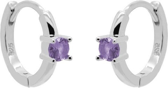Karma Oorringen Hinged Hoops Single Solid Lavender 12 mm Zilver