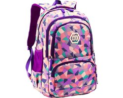 foto van RAMBUX® - Rugzak - Paars - Abstract - Schooltas - Rugzak School - Rugtas - Boekentas - 35 Liter