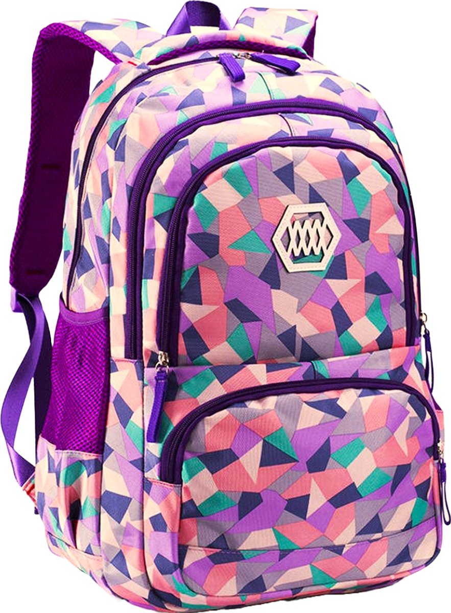 RAMBUX® - Rugzak - Paars - Abstract - Schooltas - Rugzak School - Rugtas - Boekentas - 35 Liter