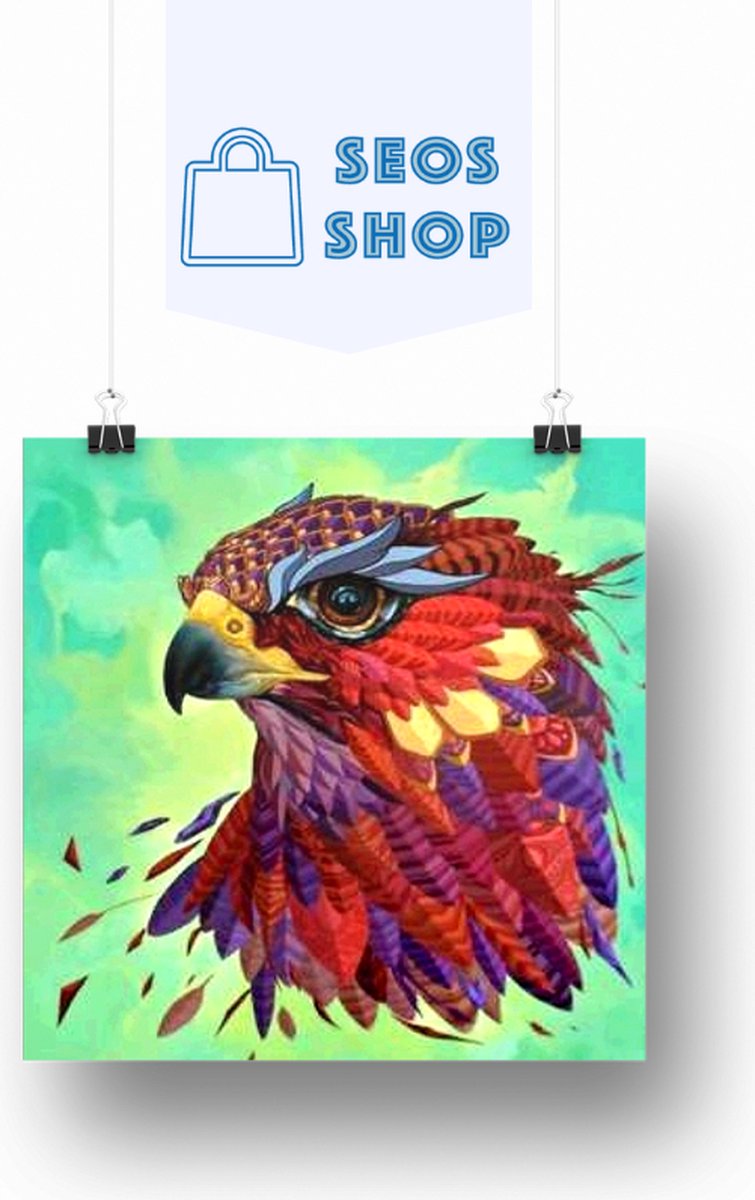 SEOS Shop ® Diamond Painting Pakket volwassenen - Gekleurde Roofvogel - FULL + Opbergdoos + Roller - Compleet pakket - Niet opgerold - Diamond Paintings - 40x40 cm