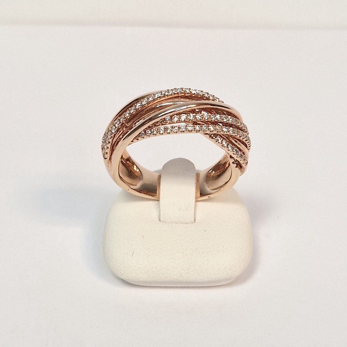 Damesring - roségoud - 14 karaat - diamant - uitverkoop Juwelier Verlinden St. Hubert - van €2799,= voor €1595,=