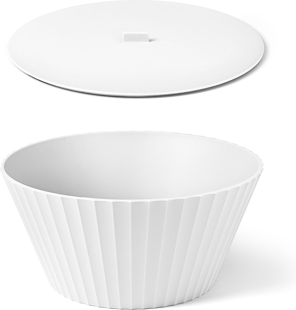 Kunststof salade / serveer schaal met deksel - Large - Nettuno - Sneeuw wit - ∅ 25 x H 12 cm