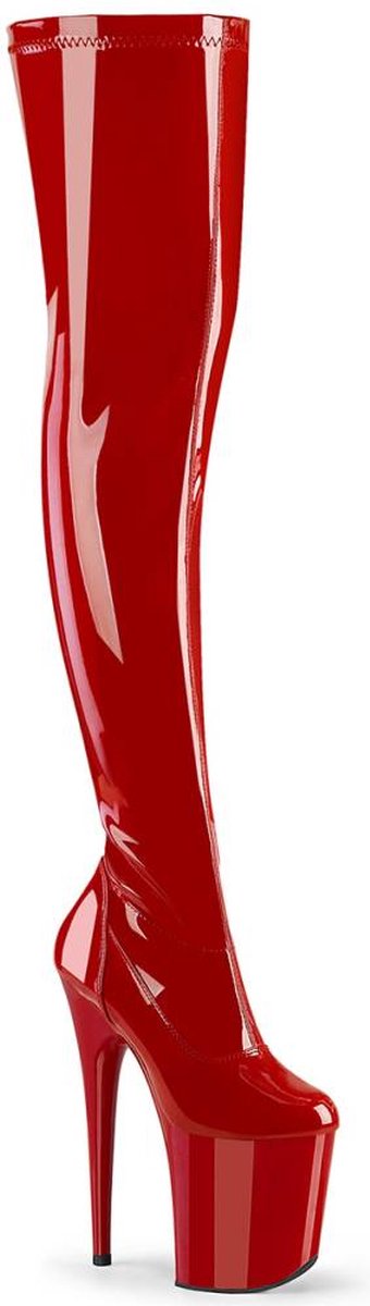 Pleaser FLAMINGO-3000 Plateau Overknee Laarzen 35 Shoes Rood