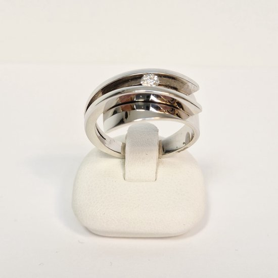 Witgouden ring - 14 karaat - diamant - R&C - RIN0052 - uitverkoop Juwelier Verlinden St. Hubert - van €1559,= voor €1279,=