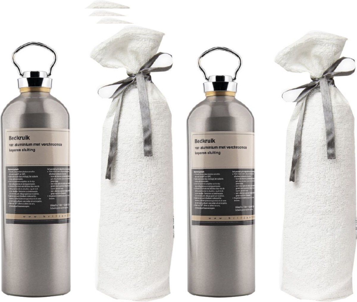 Goedkoopste Briljant Baby - Kruik Aluminium 2x Kruikenzak Badstof 2x - Warmwaterkruik met Hoes