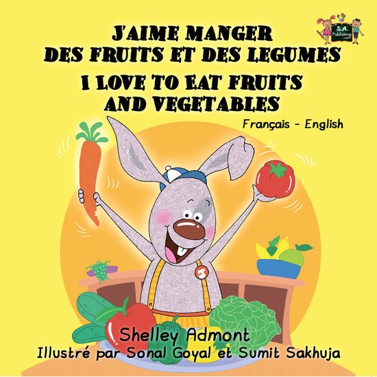 French English Bilingual Book for Children J’aime manger des fruits