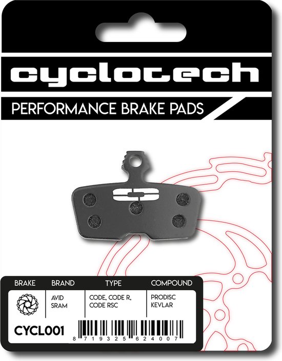 Plaquettes de frein Prodisc Kevlar pour par exemple Sram Code R, Code RSC et Sram Guide RE