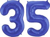 Folat Folie ballonnen - 35 jaar cijfer - blauw - 86 cm - leeftijd feestartikelen