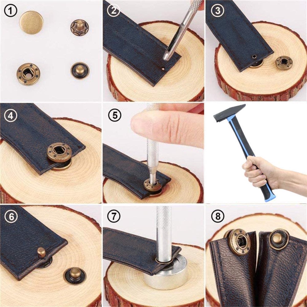 120 Kleding Knopen kit, drukknoop Reparatie kit Ambachten, snap Jacket, Lederen drukknopen, met 4 Stuks Installatie Gereedschap (12,5mm