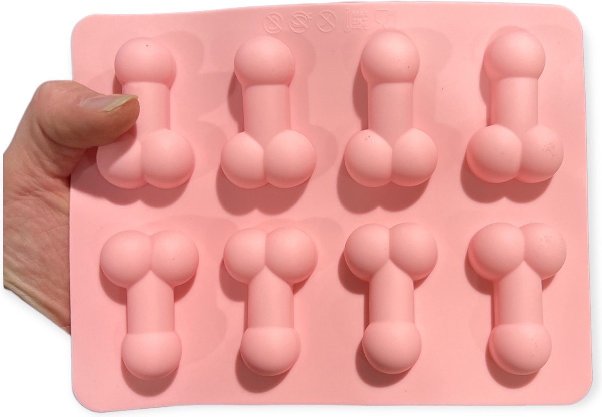 Kinky Pleasure Penisvorm IJsklontjesmaker Roze - Bak en Vriesvorm 17x14 cm