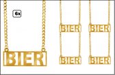 6x Bier Ketting goud - bier feest apres ski carnaval Oktoberfest ketting festival gele rakker