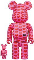 400% & 100% Bearbrick Set - Pink Heart by HIDE