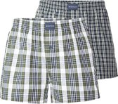 TOM TAILOR heren boxershorts geweven wijd model met gulp (2-pack) - donkergroen geruit - Maat: M