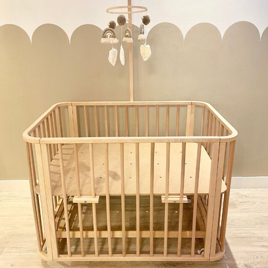 BabyRace - Co sleeper ledikant naturel inclusief vlechtbumper