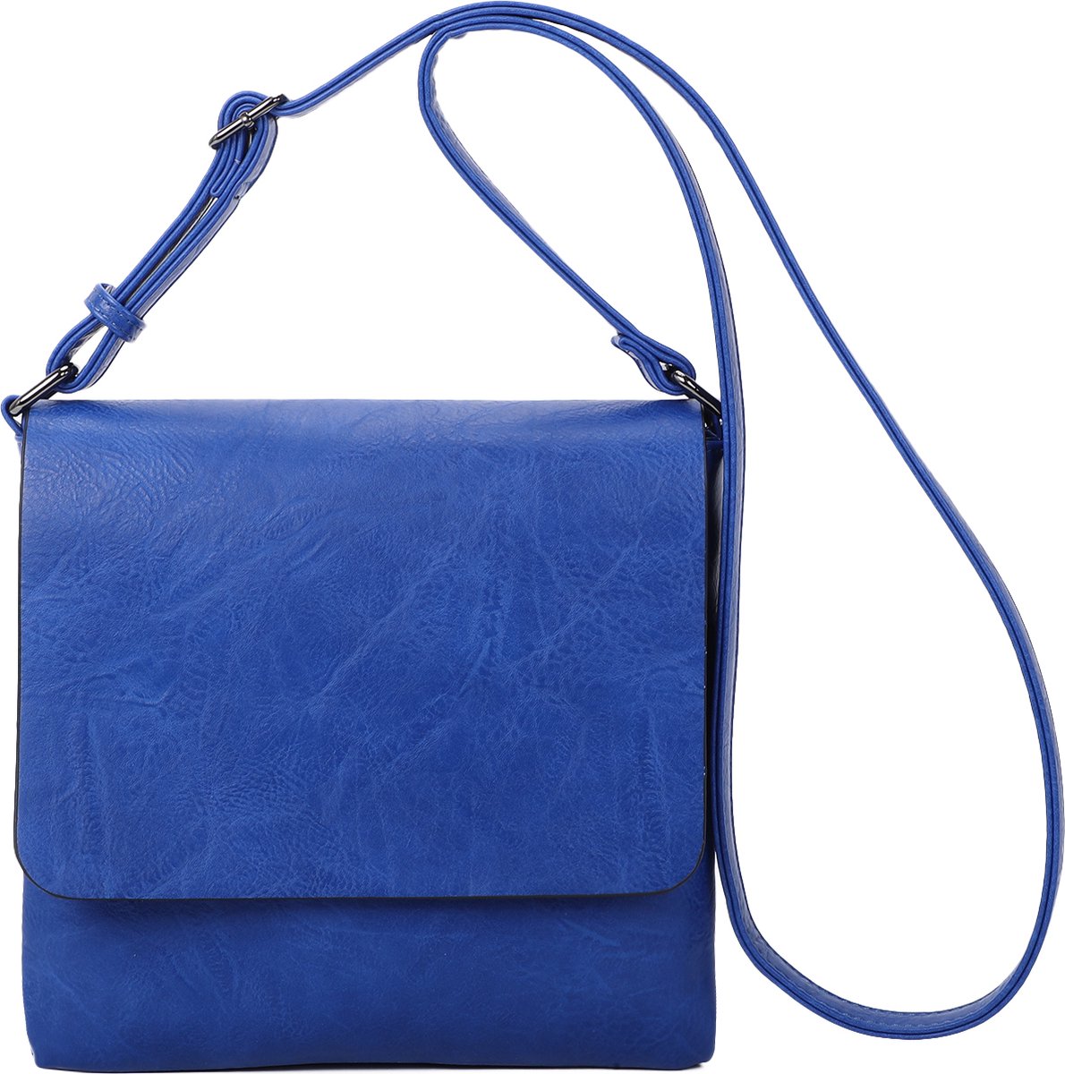 Ines Delaure - Paris - crossbody handtas met flap en instelbare riem - kobalt/koningsblauw