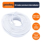 Powteq - 50 meter internetkabel - Wit - Cat 5e met RJ45 stekkers