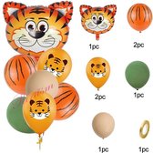 Jungle Thema Feest - Kinderfeestje - TIJGER - Meerdere Varianten - Set van 7 Ballonnen - Tijger Ballon - Dierenballon - Verjaardag Versiering Dieren - Animals Birthday Decoration - Tijger Heliumballon - Kids / Baby Verjaardag - Gender Reveal
