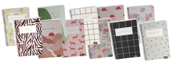 paper&you® Dotted Journal A4 met elastiek Flying Flowers 156 pagina's, gestippeld notitieboek, schetsboek, dagboek - duurzaam & klimaatvriendelijk