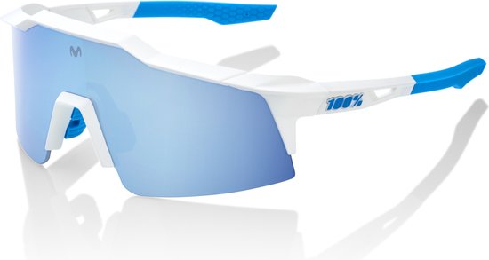 100% Speedcraft SL - Movistar Team White - HiPER Blue Multilayer Mirror Lens - WHITE -