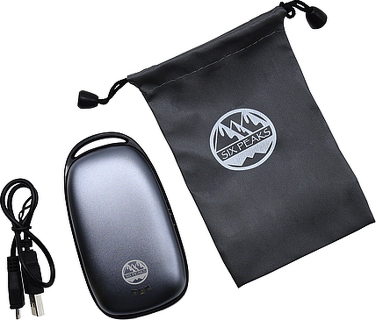 Goedkoopste Six Peaks - 2 in 1 Hand Warmer - Elektrische Handwarmer met powerbank - USB Oplaadbaar - Zwart/grijs
