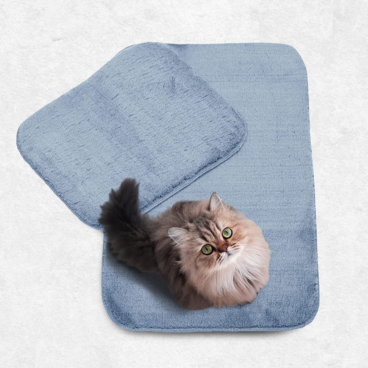 ELART Badmat, 2-delige badmat, 60 x 100 cm, wc-mat, 60 x 50 cm, badmatten, microvezel, absorberend, wasbaar douchemat (blauw)