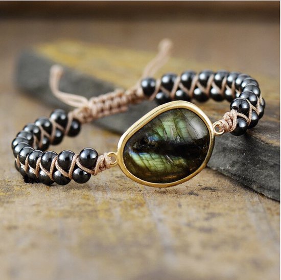 Marama - Bracelet Labradorite Noir - ajustable - pierre gemme - bracelet  femme - vegan | bol