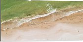 WallClassics - Dibond - Groenkleurige Zee aan het Strand - 100x50 cm Foto op Aluminium (Met Ophangsysteem)