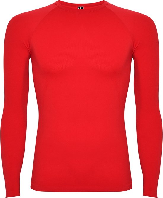 Rood thermisch sportshirt met raglanmouwen naadloos model Prime maat 10 jaar