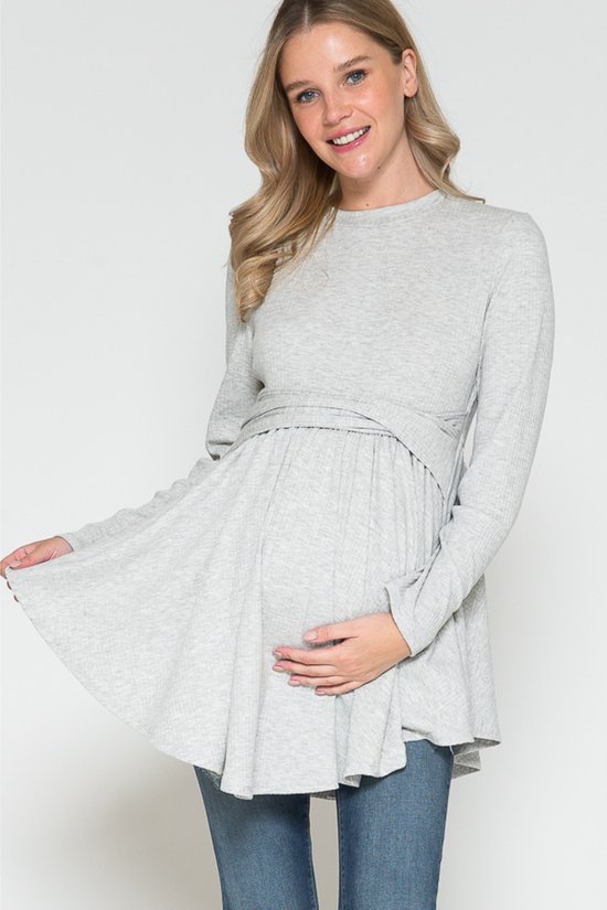 Maternity Trui met asymmetrische zoom, grijs