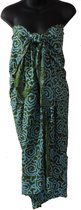 Hamamdoek, pareo, sarong, stranddoek, wikkeldoek exclusief, figuren lengte 115 cm breedte 180 mix kleuren groen blauw.
