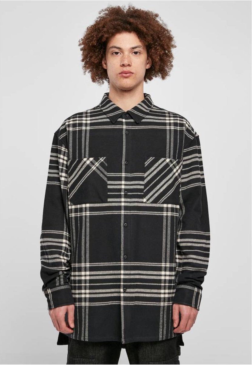 Urban Classics Long Oversized Checked Summit Overhemd M Zwart