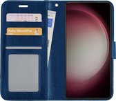 Hoes Geschikt voor Samsung S23 Hoesje Book Case Hoes Flip Cover Wallet Bookcase - Donkerblauw