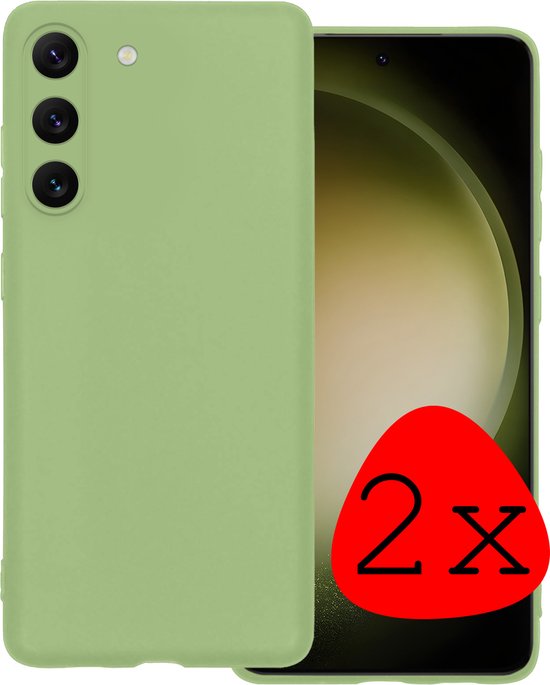 Hoes Geschikt voor Samsung S23 Hoesje Siliconen Back Cover Case - Hoesje Geschikt voor Samsung Galaxy S23 Hoes Cover Hoesje - Groen - 2 Stuks