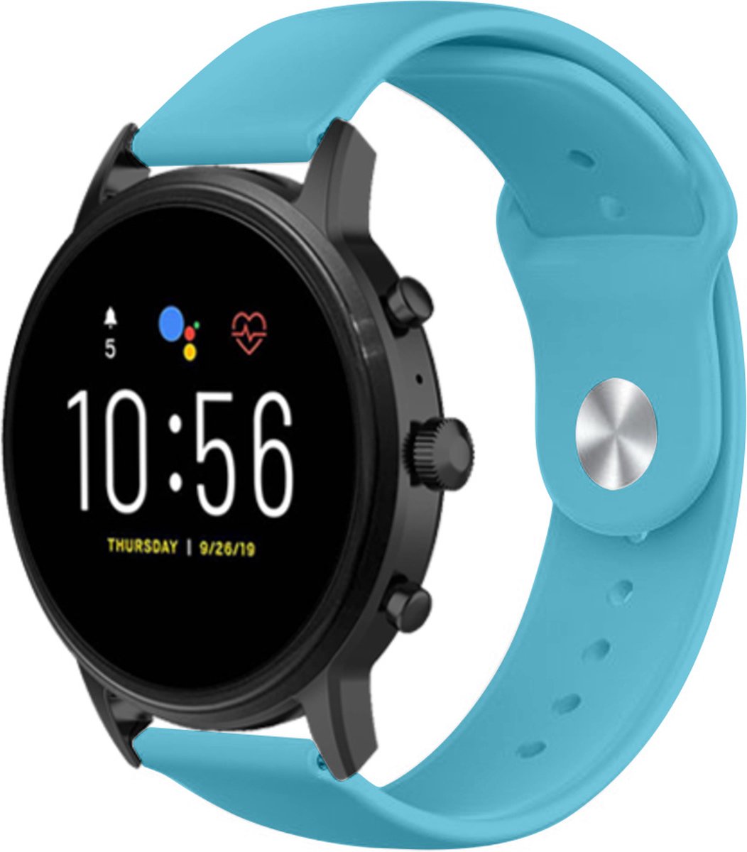 Strap-it Siliconen sport bandje - geschikt voor Fossil Gen 5 / Gen 5e 44mm / Gen 6 44mm - lichtblauw