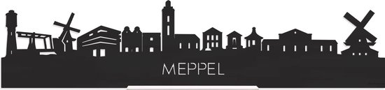 Standing Skyline Meppel Zwart hout - 60 cm - Woondecoratie design - Decoratie om neer te zetten en om op te hangen - Meer steden beschikbaar - Cadeau voor hem - Cadeau voor haar - Jubileum - Verjaardag - Housewarming - Interieur - WoodWideCities