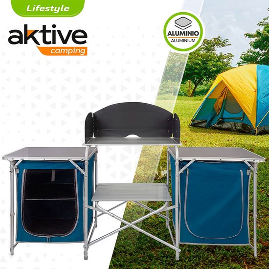 relaxdays cuisine de camping pliable - armoire de camping - cuisine de  camping 