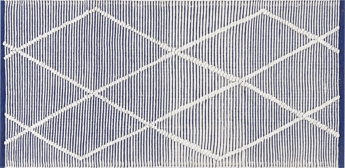 Beliani SYNOPA - Modern vloerkleed - Marineblauw - 80 x 150 cm - Katoen