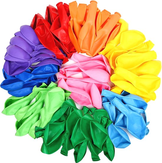 Partizzle 100 stuks Gekleurde Regenboog Latex Ballonnen - Ballonnenboog - Verjaardag Party Versiering - Helium Geschikt - 30 CM