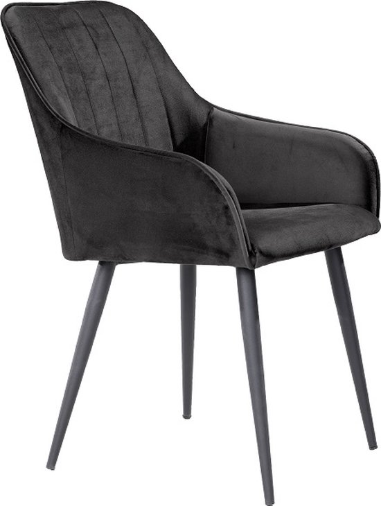 Soph & Tess - Imperial Dining Chair - Zwart - Set de 2 - Velours - Velours - Industriel - Avec accoudoir
