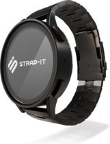 Strap-it Titanium grain horlogeband - geschikt voor Huawei Watch GT 2 Pro / GT / GT 2 / GT 3 / GT 3 Pro 46mm / GT Runner / Watch 3 - Pro - zwart