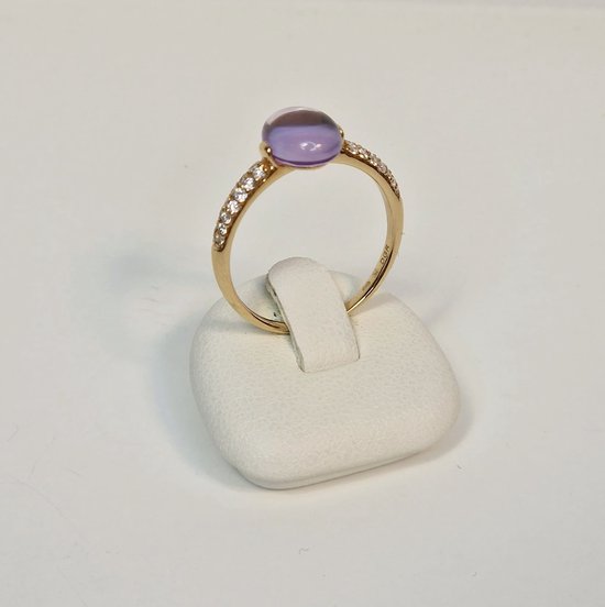 Damesring - roségoud - 18 karaat - diamant - amethist - kado dames - sale Juwelier Verlinden St. Hubert - van €855,= voor €699,=