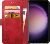 Rosso Element Book Case Wallet Hoesje Geschikt voor Samsung Galaxy S23 Plus | Portemonnee | 3 Pasjes | Magneetsluiting | Stand Functie | Rood