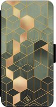 Casimoda® bookcase - Geschikt voor iPhone 14 - Hoesje met pasjeshouder - Kubus Groen - Groen - Kunstleer